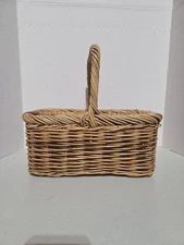 Vintage Bamboo /Wicker Basket Utensil Caddy Storage Organizer 12"w X 6" l x 12"h