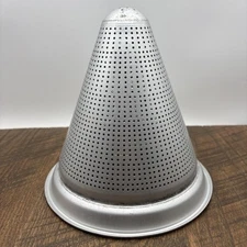 Vintage VIKO 1950's Aluminum Cone Colander Strainer Sieve, 9" x 7" Canning USA