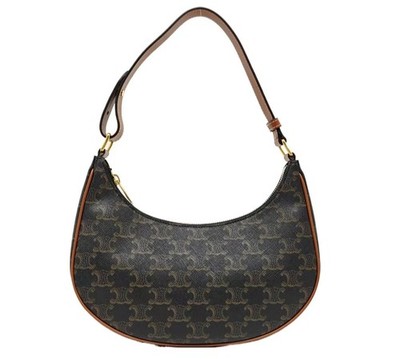 Celine Ava Small Hobo Bag Triomphe Canvas Brown Leather GHW