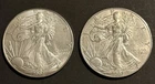 2 Oz Silver .999 Fine Lot of Two 2002 Silver American Eagles 2 Troy Oz Silver