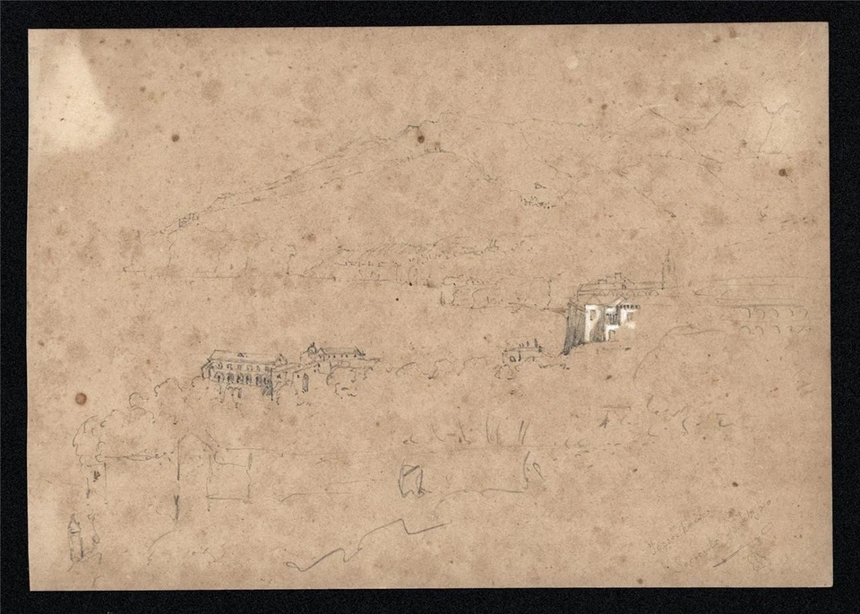 Sorrento Italy - Victorian Pencil Drawing - 1860 - 19th Century - Grand Tour - image 3 of 3