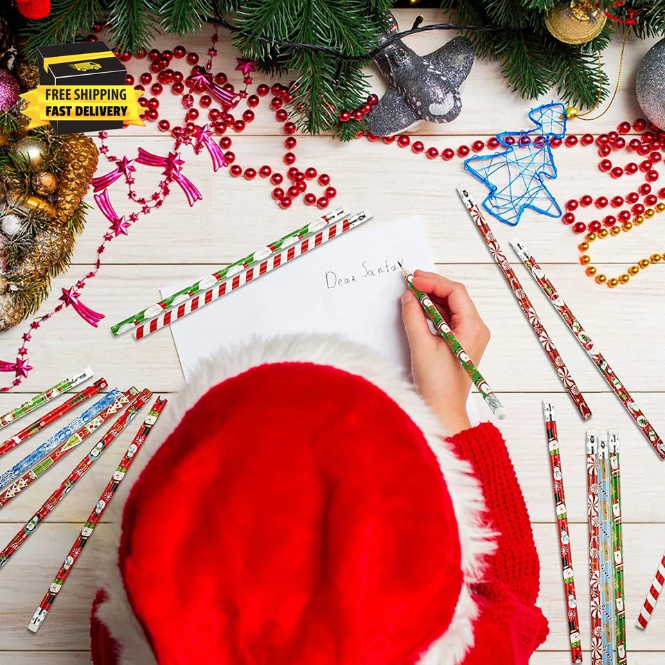 Christmas Pencils for Kids with Erasers for Christmas Party Favors Goodie Bags S - Image 3 of 4