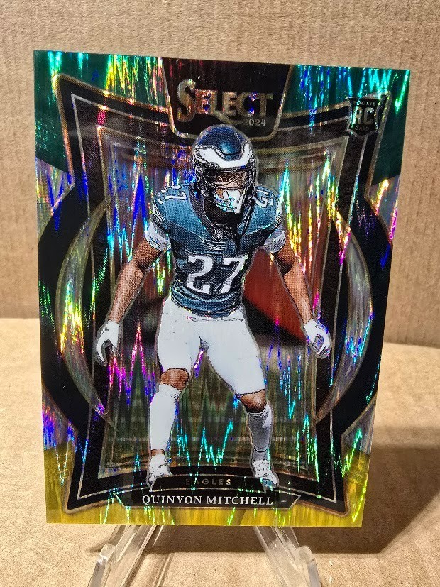 2024 Panini Select Concourse Quinyon Mitchell #55 Green & Yellow Shock Prizm RC