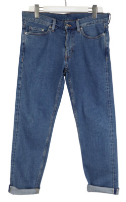 H&M Edition Herrenjeans US 30 Selvedge Blau Denim Slim Fit Zip Fly Stretch
