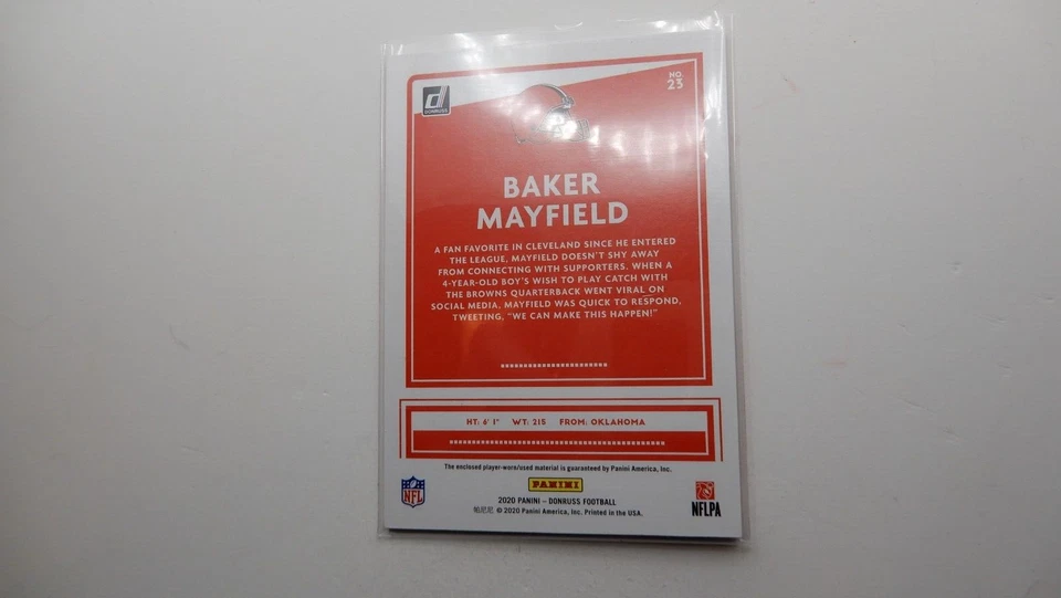 2020 Panini Donruss Threads Baker Mayfield Jersey Patch Relic Browns Card 23 - Image 4 of 4