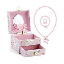 RR ROUND RICH DESIGN Kids Musical Jewelry Box for Girls with Drawer and Jewel...