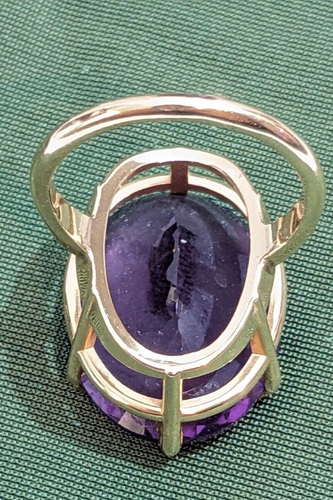 MASSIVE Prong Set Facet Cut Amethyst 14K Yellow Gold Size 7 Ring 8.9 Grams ~LOOK - Picture 6 of 10
