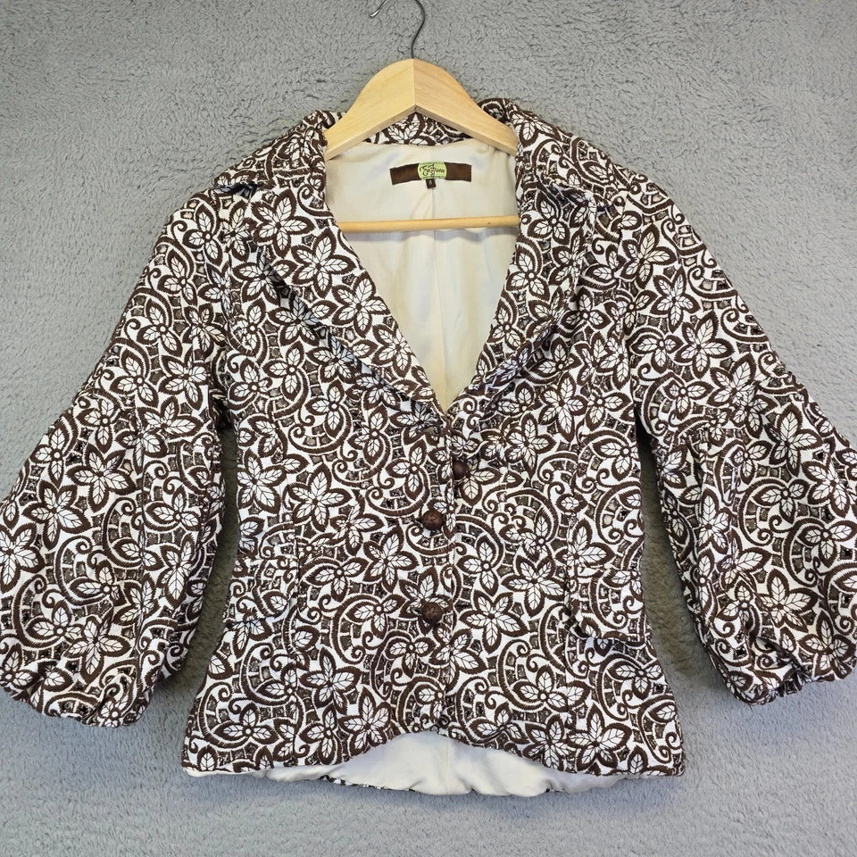 Eva Franco Jacket Women’s Size 8 Boho Academia Indie Y2K Blazer Floral Vintage - Image 2 of 4