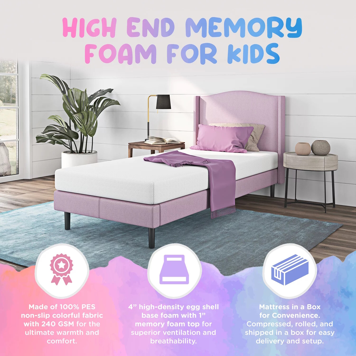 Blue Twin Memory Foam Mattress Bunk Bed Size 5" 5 Inch Single Eggcrate ...