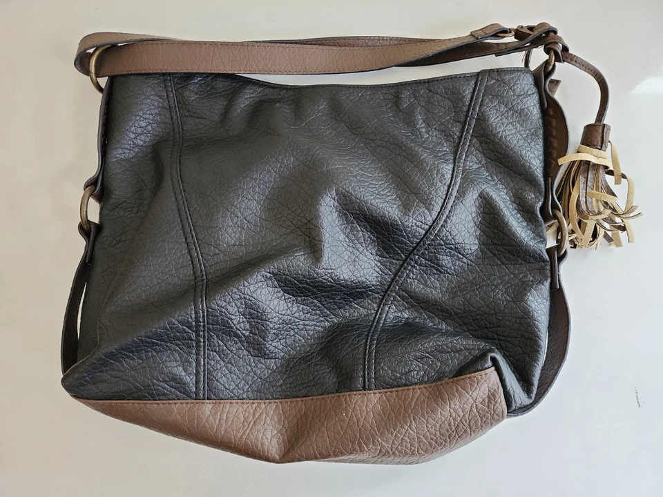 Womens Rosetti Purse Handbag Black Brown Tassel Zipper Storage - Image 2 of 3