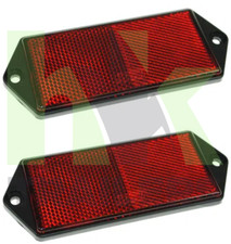 2 x Red Rear Reflectors for Trailers, Trucks, Maypole, Square, Bracket