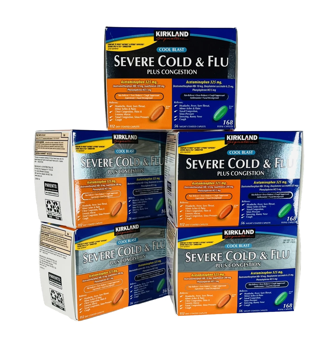 Kirkland Signature Severe Cold & Flu MultiSymptom Caplets, 168 Caplets, kirkland brand