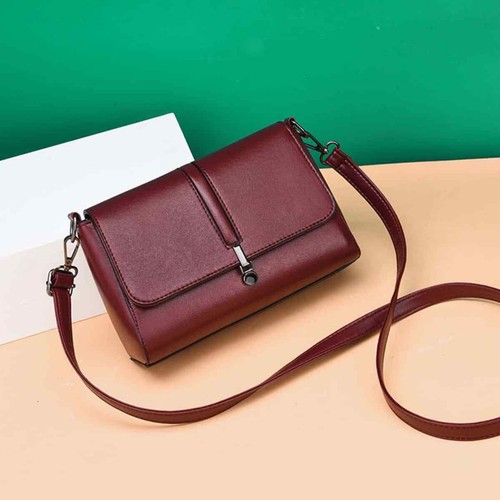 Women Shoulder Handle Handbag Large Clutch Faux Leather Burgundy 30589 - Picture 9 of 11