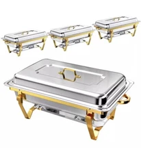 Set Of 4 Rovsun Buffet Dish , Stainless Steel Gold Wedding Birthday Parties