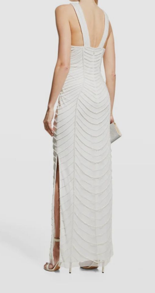 aidan mattox beaded halter swing dress Vintage Satin Hollow Hand-beaded Strapless A-Line Wedding Dress P2820 –  PreppyDress