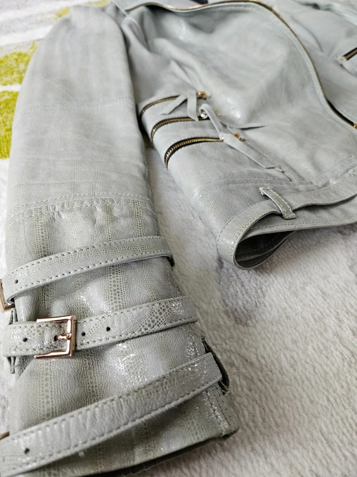 Royal Underground кожаная куртка синий блеск размер S с молнии и пакеты - Изображение 4 из 4