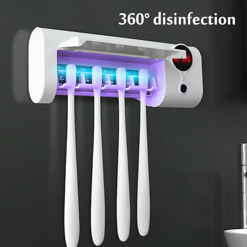 UV Light Sterilizer Cleaner USB Rechargable Toothbrush Holder Wall Mounted Rack - Image 2 of 4
