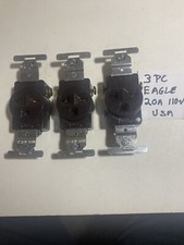 3 Pc Eagle 20 Amp 125 Volts Single Receptacle Heavy Duty Commercial Grade USA