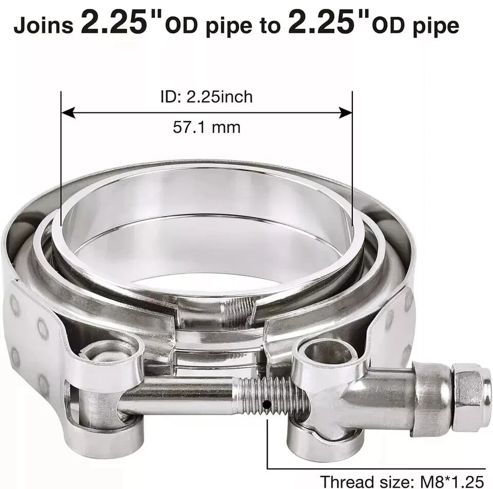 2.25" V Band Clamp With Flange Male Female Stainless Steel Joins 2.25" OD 4Pcs - Image 2 of 4
