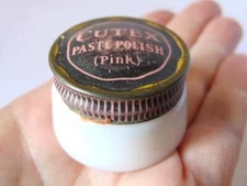 1930s Art Deco CUTEX Nail Products PASTE POLISH ~ PINK, Milk Glass Jar