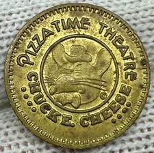 rare 1981 3D CHUCK E CHEESE TOKEN BRASS Pizza Time Theatre vintage CEC gaming