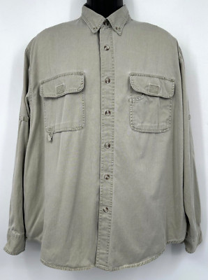 Route 66 Men's Collared Long Sleeve Casual Workwear Shirt Size XL Gray Cotton