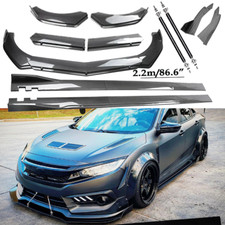 For Honda Civic 06-11 Carbon Fiber Front Bumper Lip Spoiler Side Skirt Body Kits