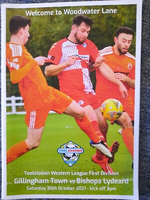 #ad GILLINGHAM TOWN v BISHOPS LYDEARD TOOLSTATION WESTERN LEAGUE 1ST DIV 2021 GBP 3.50