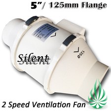 2 SPEED SILENT VENTILATION EXHAUST FAN 5"/125MM HYDROPONICS DUCT AIR EXTRACTOR