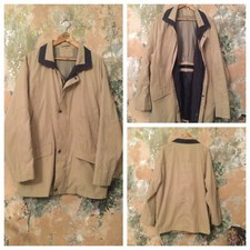 Mens Raincoat Size L Beige Black vintage Unique Inc U.K. P&P