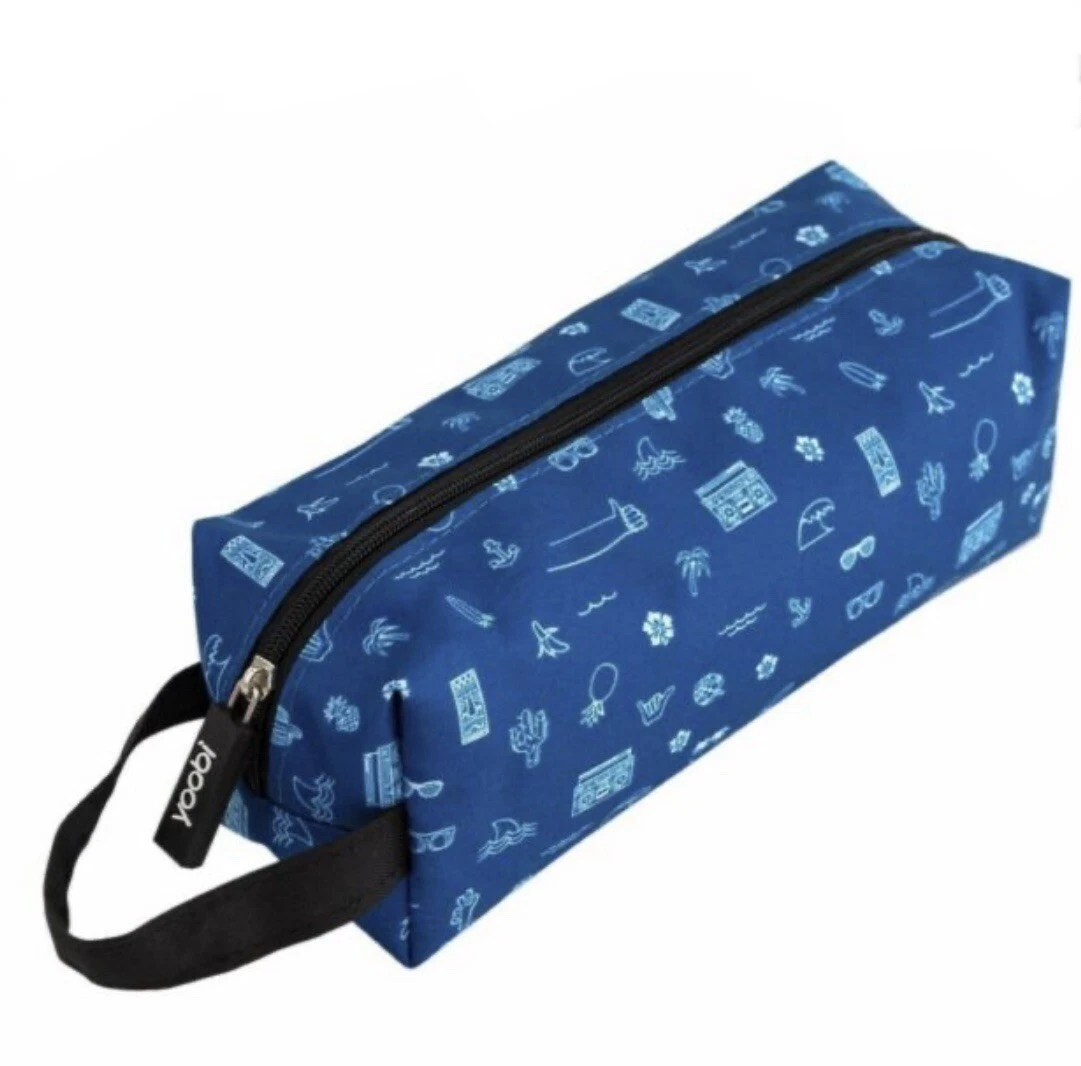 Yoobi Light Weight Blue Pencil Case Navy Doodles New Makeup Bag Crayon Pencil