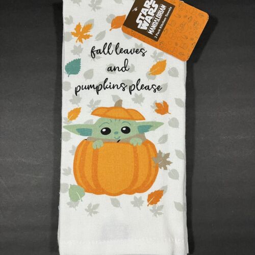 Disney Star Wars 2 Pack Hand Kitchen Bath Towels Baby Yoda Autumn Fall Leaves