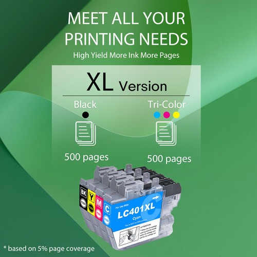 4PK LC401XL Color Ink Cartridge For Brother MFC-J1010DW MFC-J1170DW MFC-J1012DW - Picture 3 of 12