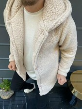 Herren Fleece Hoodie Teddyfell Mantel Kapuzenpullover Plüsch Pulli Winter 