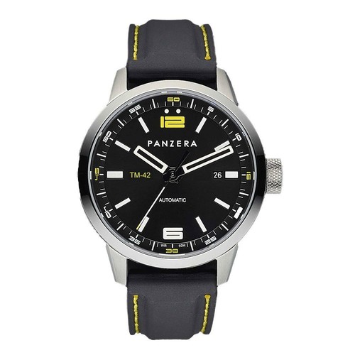 Panzera Time Master Race Automatico Acciaio Datario Nero Silicone Orologio  Uomo | eBay