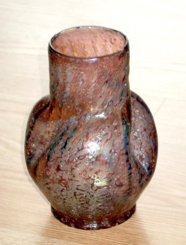 DUGAN VENETIAN Pompeiian FRIT optic ART GLASS amethyst PURPLE VASE 1905-1906 - 第 1/8 張圖片