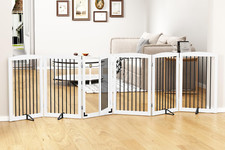 Freestanding Pet Gate with Door, Tall Dog Gate for House, Extra Wide, Pet Puppy