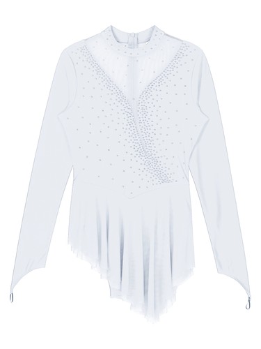 Womens Ice Skating Dress Long Sleeve Leotard Finger Holes Dresses Shiny Ladies - Picture 52 of 59