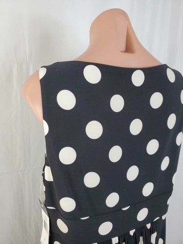 Chaps Pacific Heights Black White Polka Dot Sleeveless Dress Size Large NWT - Picture 8 of 12