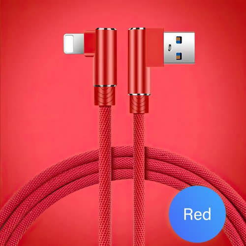 1M 2M 3M 90 Degree Fast Charging Charger USB Data Cable Cord For iPhone iPad iOS - Picture 13 of 16