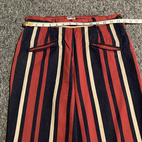 Pantaloni vintage Moschino vita alta anni 90 a righe adatti a donna UK 10 (30W x 30L) - Foto 10 di 12