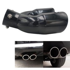 UNIVERSAL TWIN DOUBLE SPORT BLACK EXHAUST PIPE TRIM TIP TAIL STAINLESS STEEL