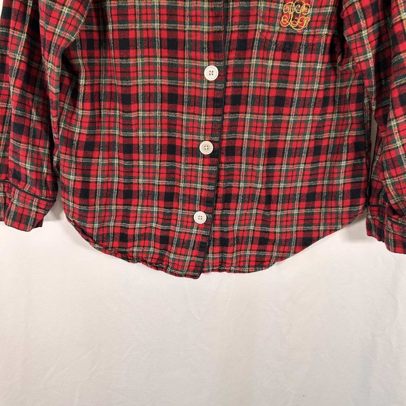 Lauren Ralph Lauren Pajama Shirt Women's Large Red Plaid Button Up Long Sleeve thumbnail 3