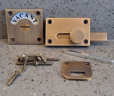 NEW ANTIQUE SOLID BRASS VACANT ENGAGED TOILET BATHROOM DOOR LOCK INDICATOR BOLT