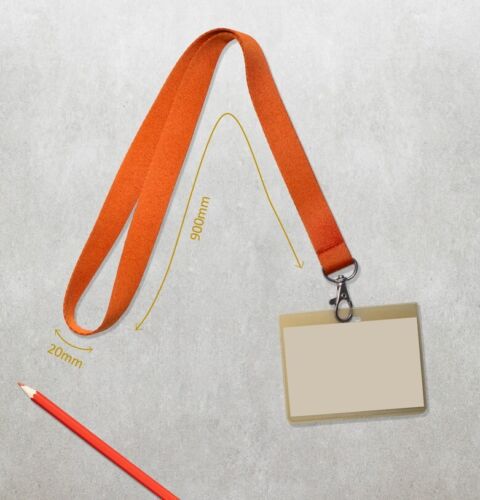 Orange Fabric Lanyard ID Badge Key Holder Case Pocket Neck Strap Name Tag - Picture 4 of 6