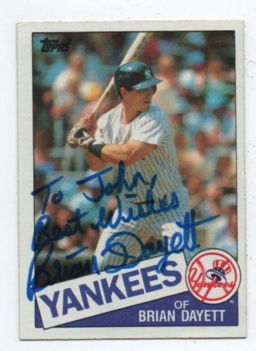 brian dayett new york yankees auto card 534 1985 topps