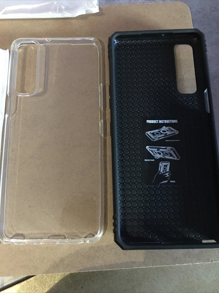 Funda protectora de pantalla de vidrio cubierta dura anillo soporte teléfono LG Stylo 7 5G Fit Foto 3 de 4