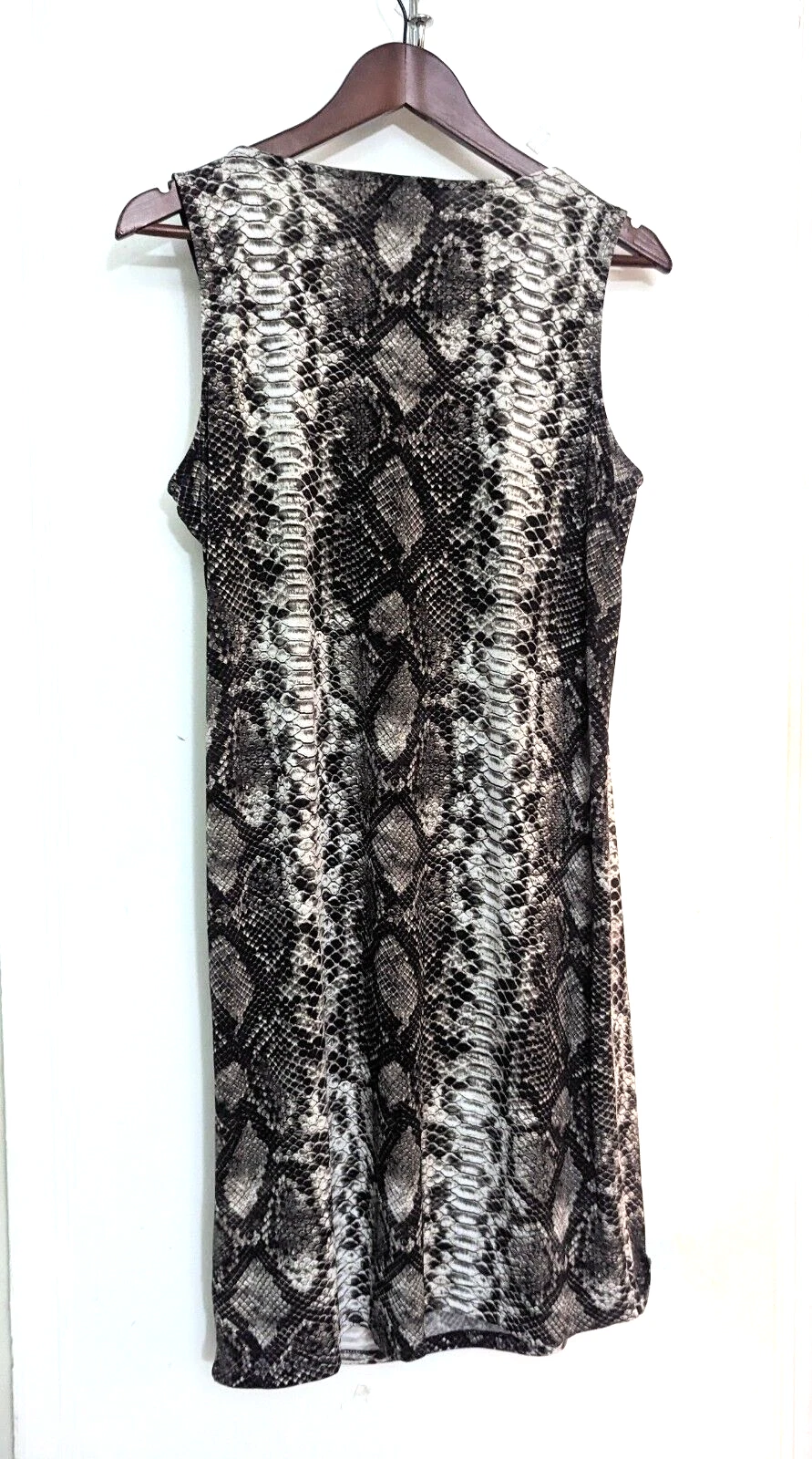 Abito drappeggiato asimmetrico Michael Kors marrone stampa pelle di serpente taglia L