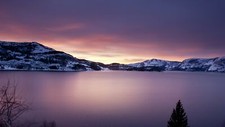 Landscape nature lake mountains winter cold outdoors Custom Gaming Mat Desk