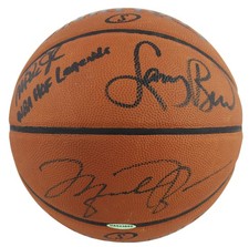 NBA HOF Legends (3) Jordan, Bird & Johnson Signed NBA Basketball BAS #A39840